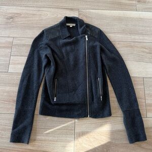 Banana Republic Black Jacket with Leather Shoulders